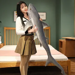 140CM Great White Shark Plush Toy Simulation Stuffed Soft Jaws Pillow Sleeping Cushion For Birthday Gifts