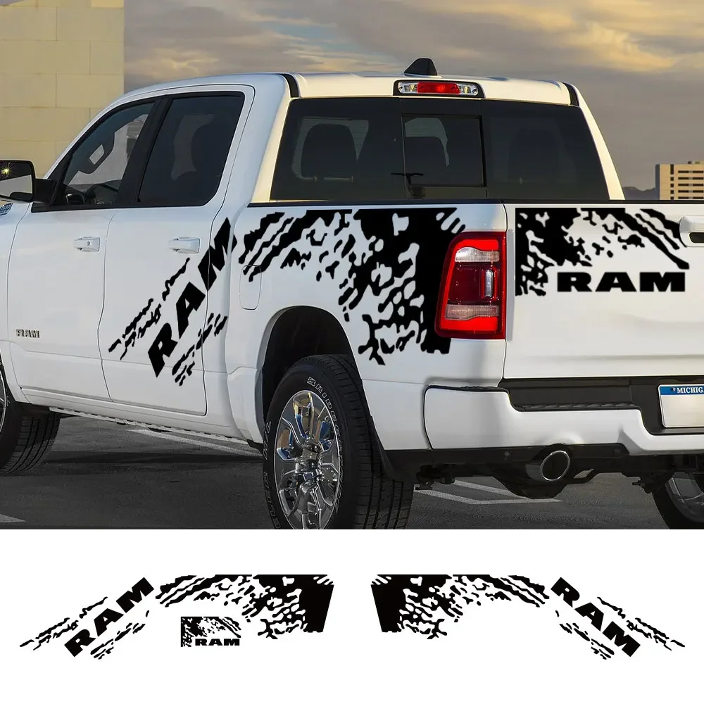 Pickup Body Side Stickers For Dodge RAM 1500 Rebel Truck Graphics Splash Grunge Decor Decal Trunk Vinyl Cover Auto Accessories