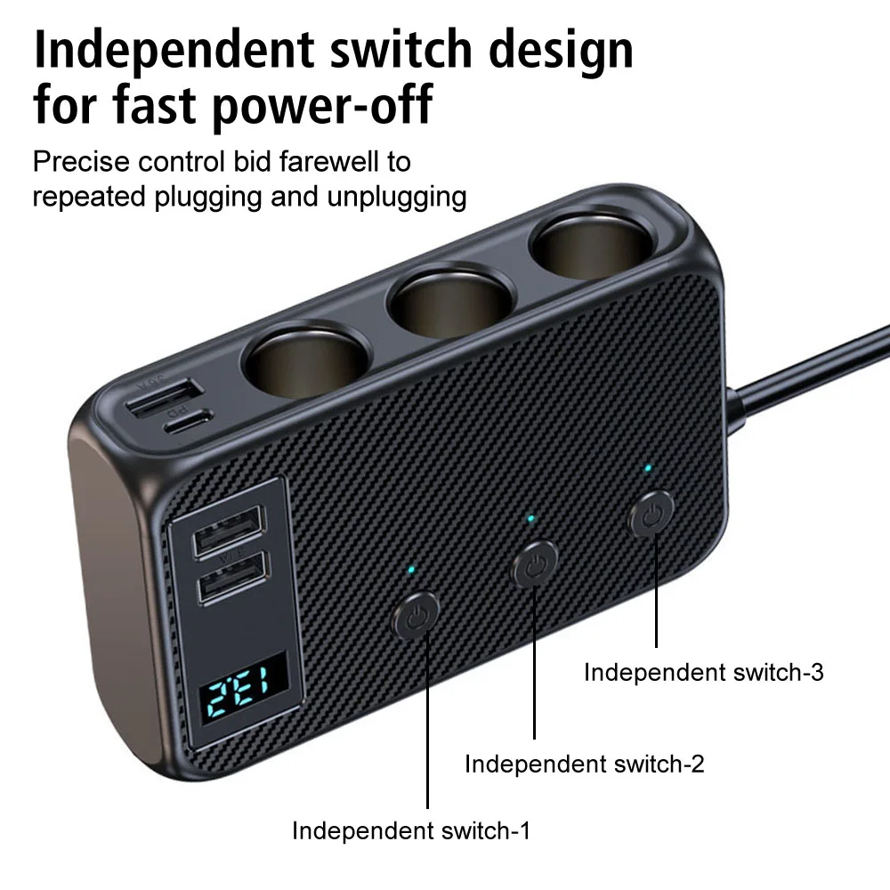 12V 24V For Phone IPad Splitter 4 Port USB Charging Socket 3.0 Car Charger Adapter 171W Quick Charge Cigarette Lighter