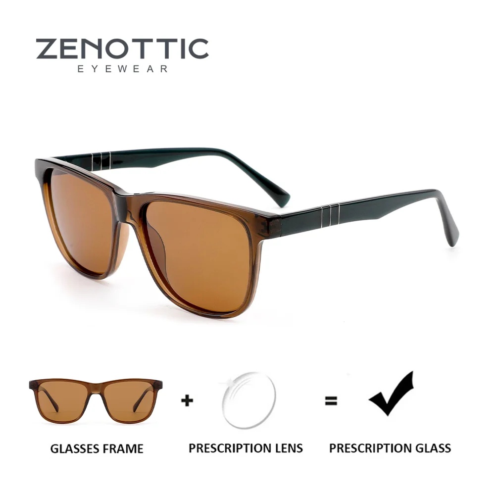 

ZENOTTIC Square Acetate Polarized Prescription Sunglasses For Men Modish Uv400 Protection Corrective Sun Glasses