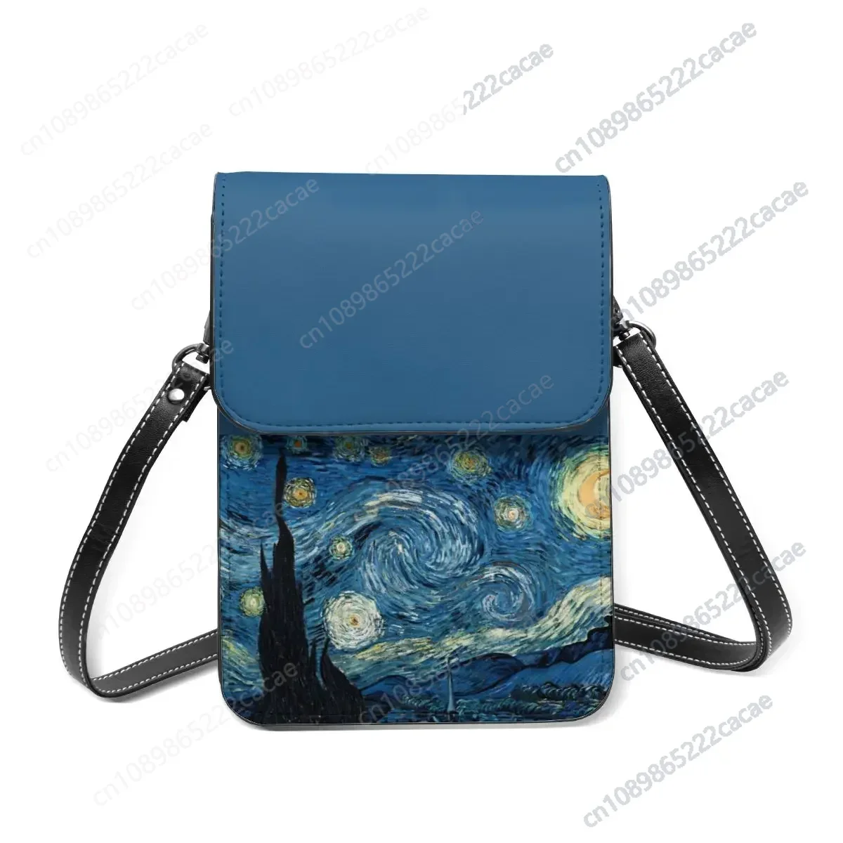 Van Gogh Shoulder Bag Starry Night Vintage Leather Art Outdoor Mobile Phone Bag Student Gift Bags