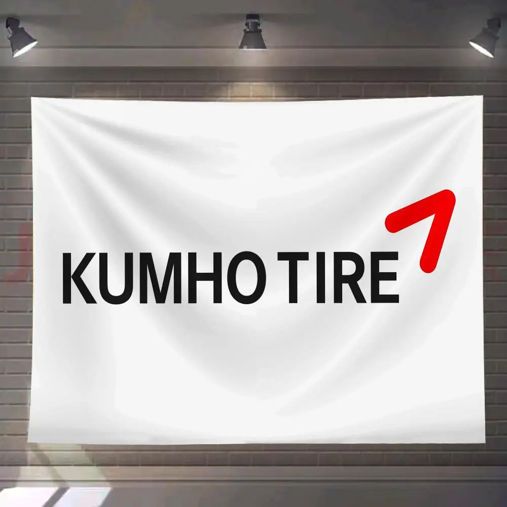 

K-Kumho Tires Auto Parts Logo Tapestry Custom Living Bedroom Party Dormitory Interior Wall Bohemian Decoration Attached Clip