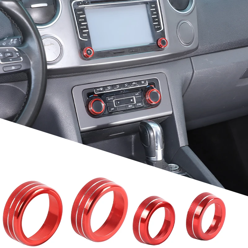 Center Console AC Volume Knob Trim Ring Car AC Control Knob Trim Ring Audio Volume Knob Decor For Volkswagen Amarok 2011-2022