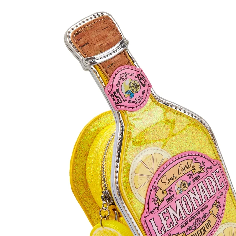 

Crossbody Bag for Women,Funny Cute Shoulder Bag, Sequin Handbag, Creative New Style, Chain, Yellow Lemon Soda Bottle, Letter