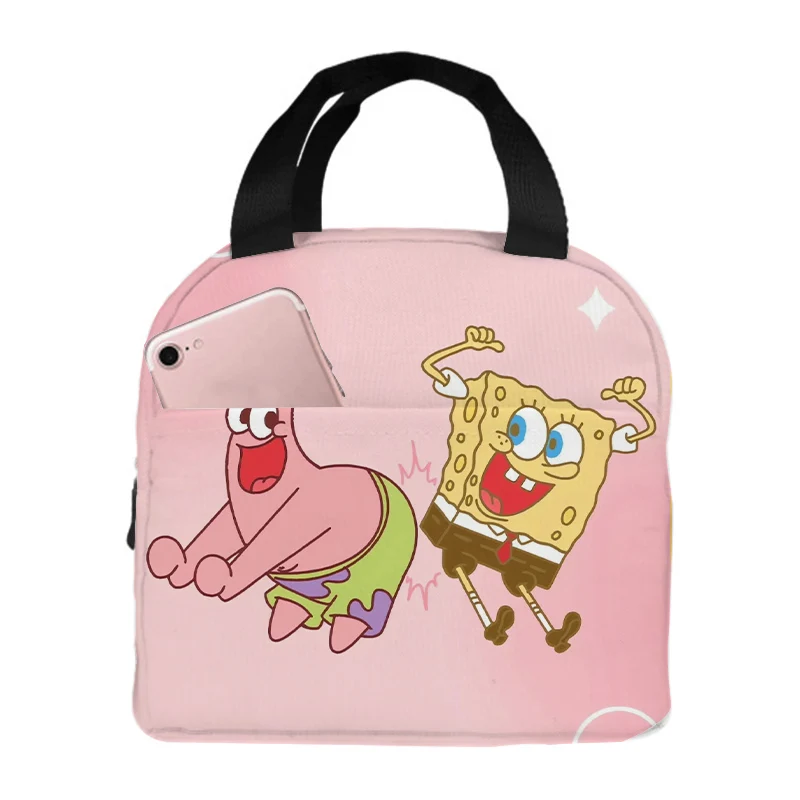 SpongeBob SquarePants Men Women Work Lunch Hand Bags Anime Cartoon Portable Kids Student Thermal Insulated Lunch Food Drink Case