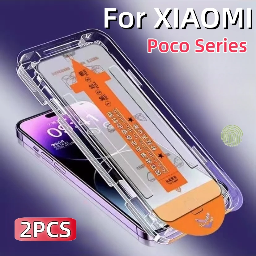 2 шт. для Xiaomi Poco F3 X3 C50 GT M4 M5 Pro 5G 4G защита для экрана из закаленного стекла легкая установка комплект для автоматического удаления пыли