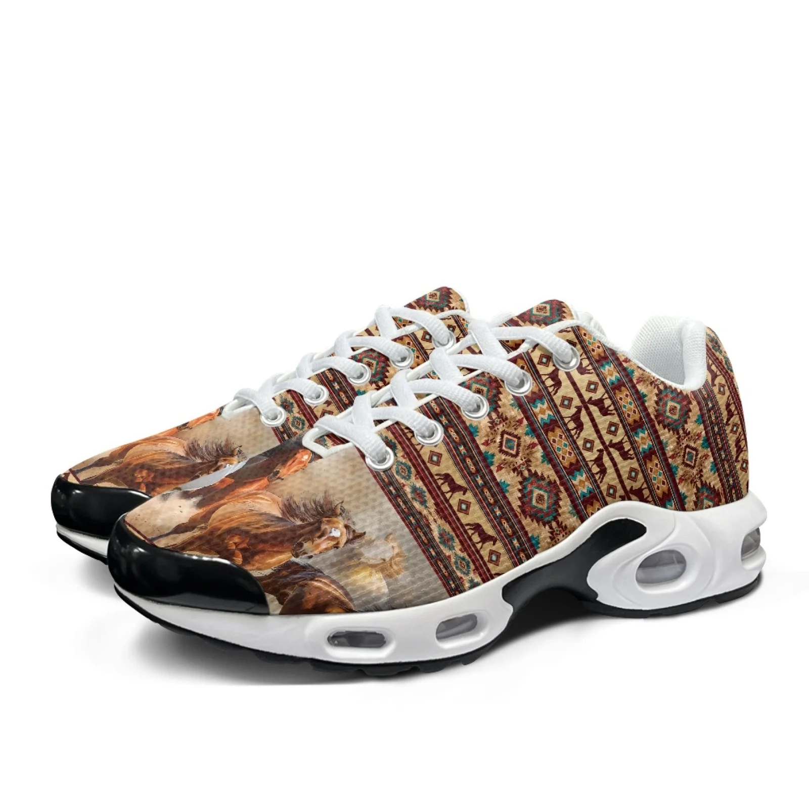 XIXIRIMIDO Air Cushion Sneaker Women Running Shoe Nurse Shoes Men's Sneakers and Casual Shoes Tenis Feminino Aztec Horse Racing