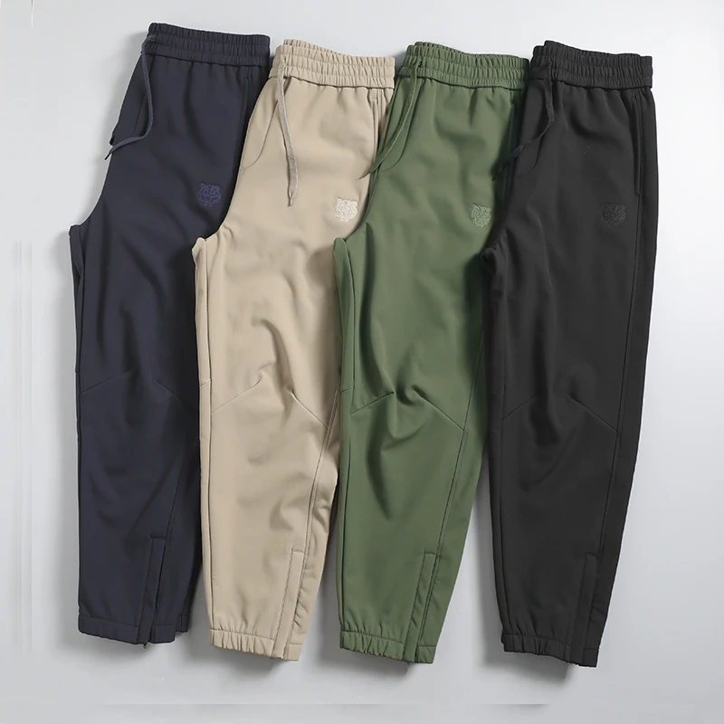 

Outdoor Windproof Waterproof Faion Embroidered Fce Straight Leg Zipper Casual Pants Trendy Autumn Winter New Arrival