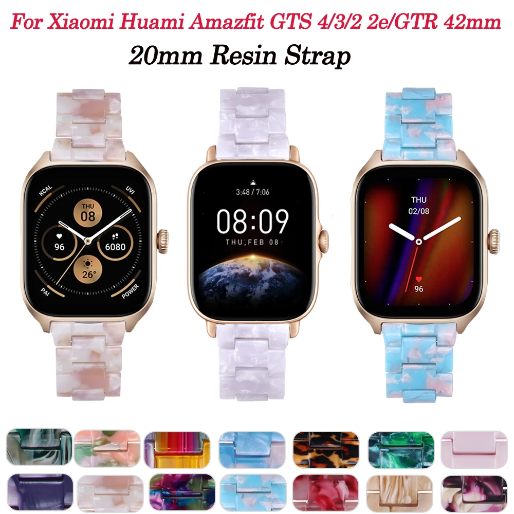 Replacement 20mm Smartwatch Strap For Xiaomi Huami Amazfit GTS 2/3/4 Resin Watchband Amazfit GTR 42MM/GTS2-4 Mini/BIp U Bracelet