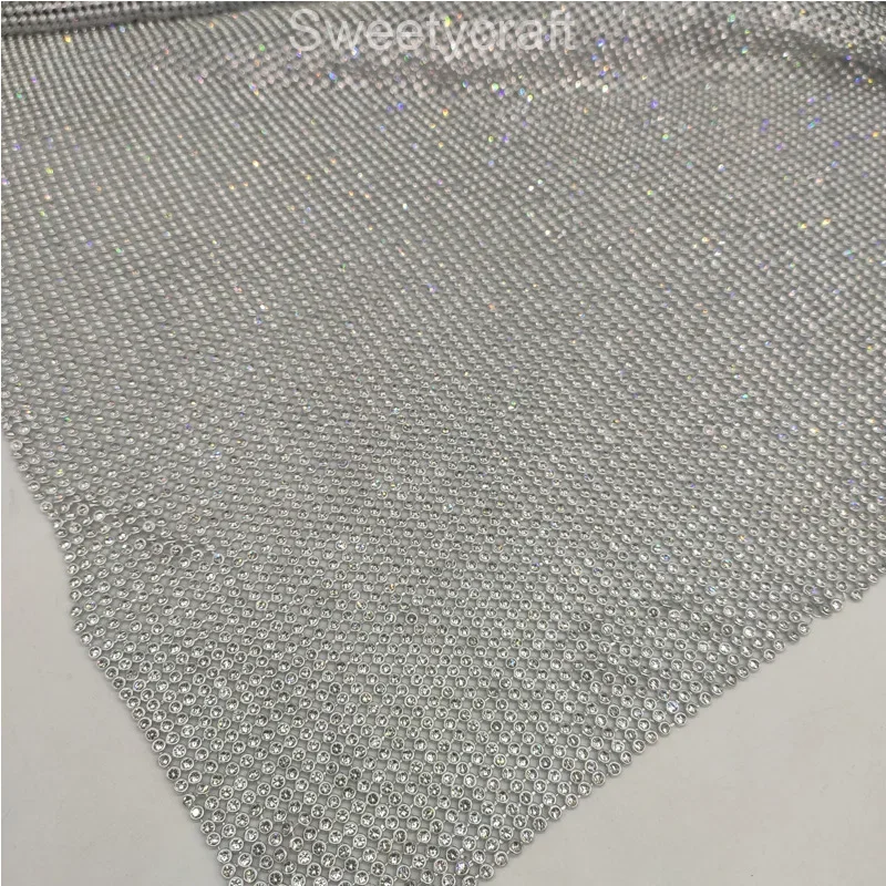 120cm*45cm silver Rhinestone metallic cloth Crystal metal mesh sequin rolls kendal jenner dress fabric Cosplay apparel curtains