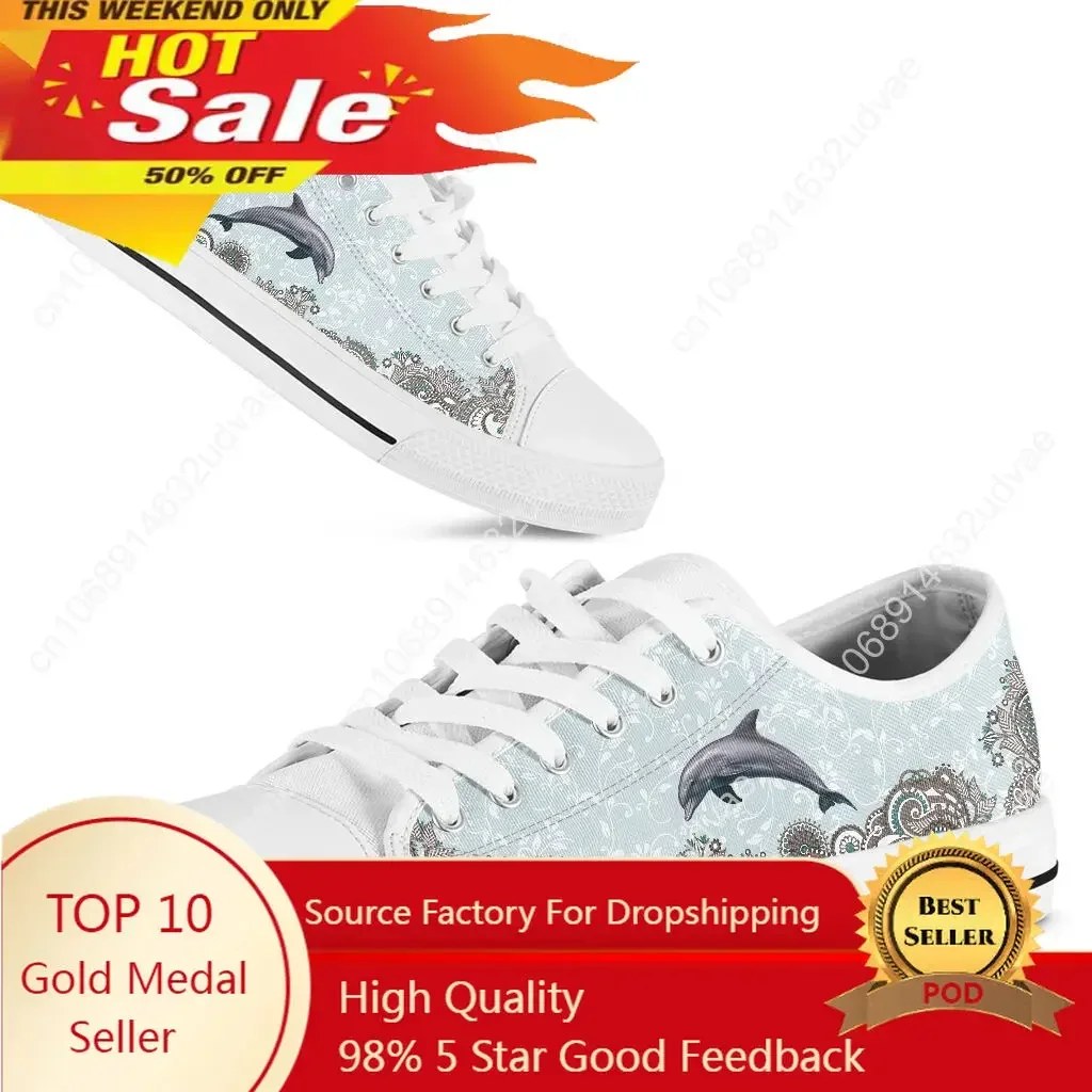 

Vulcanized Shoes Sneakers Women Shoes Dolphin Floral Ladies Flat Shoes 2022 Mesh Women's Sports Comfortable White Shoe