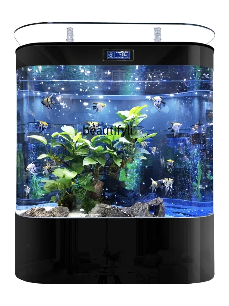 Fish Tank Living Room Home Double Circle Wall Large Back Filter Ecological Landscape Golden Dragon Fish Tank