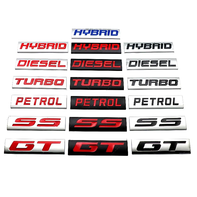 1Piece Car Sticker Auto Rear Trunk Badge Decal HYBRID TURBO PETROL SS GT Logo for Toyota Mercedes Benz Honda Lexus Ford