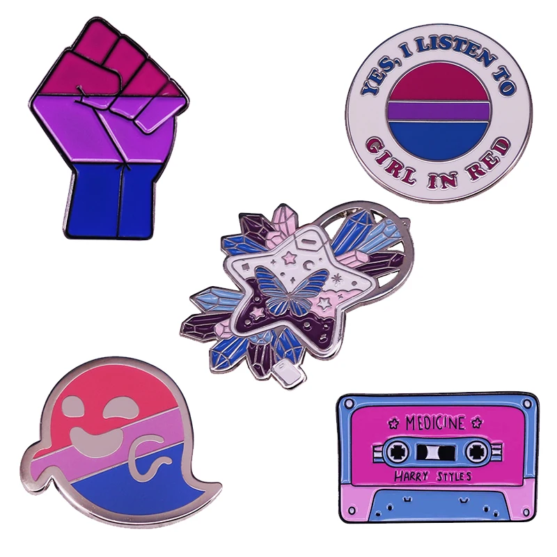 ثنائي الجنس فخر العلم الصلب التلبيب دبوس LGBTQIA بروش Pansexuality شارة مثلي الجنس LGBT هدية مجوهرات الإكسسوار