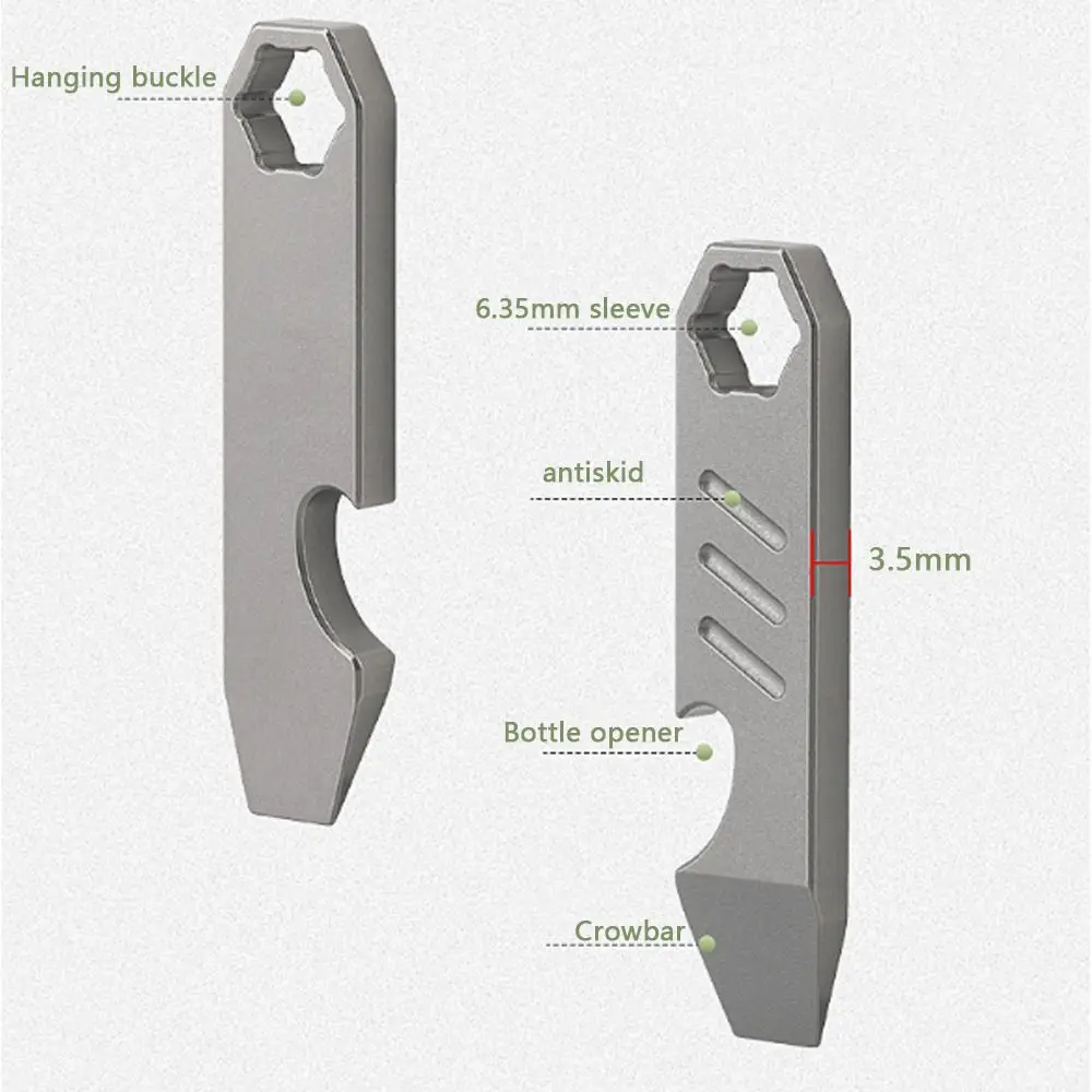 Mini Titanium Alloy Bottle Opener Graduated Scale Pry Bar Outdoor Tools Silver Camping Gear CNC