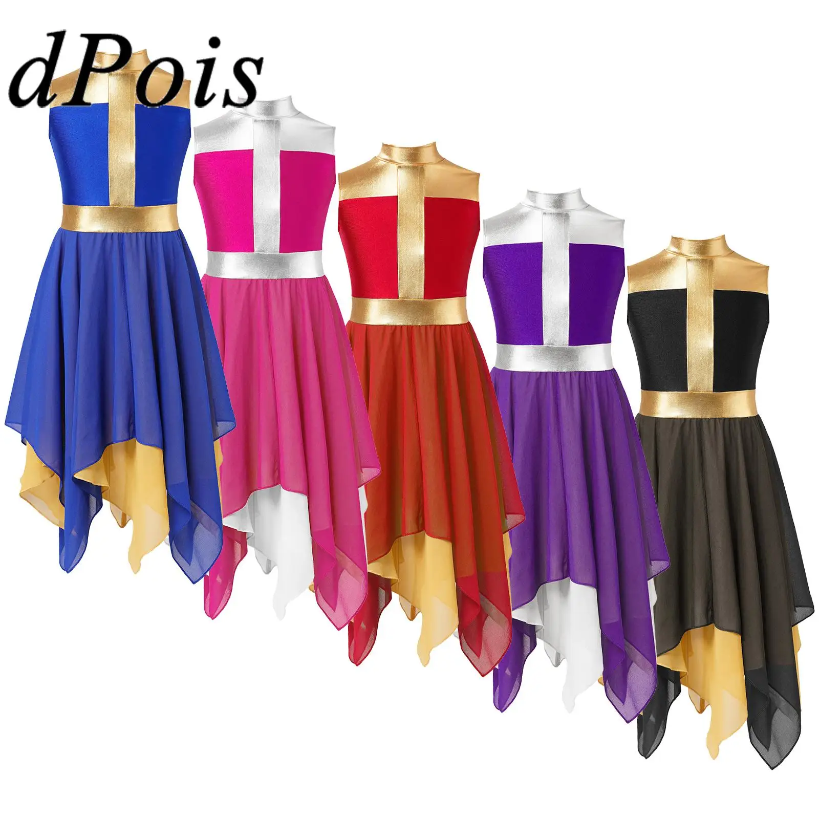 

Детское шифоновое лирическое литургическое танцевальное платье для девочек, платье для хора, костюм для празднования духа, церковного поклонения, танцевальная одежда