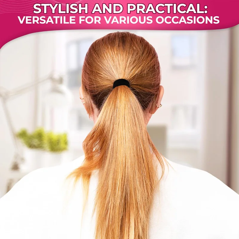 100Pcs Elastic Black Hair Ties Soft Durable Hair Bands Hair Accessories for Daily/Workout/Party Hairstyles - Image 4