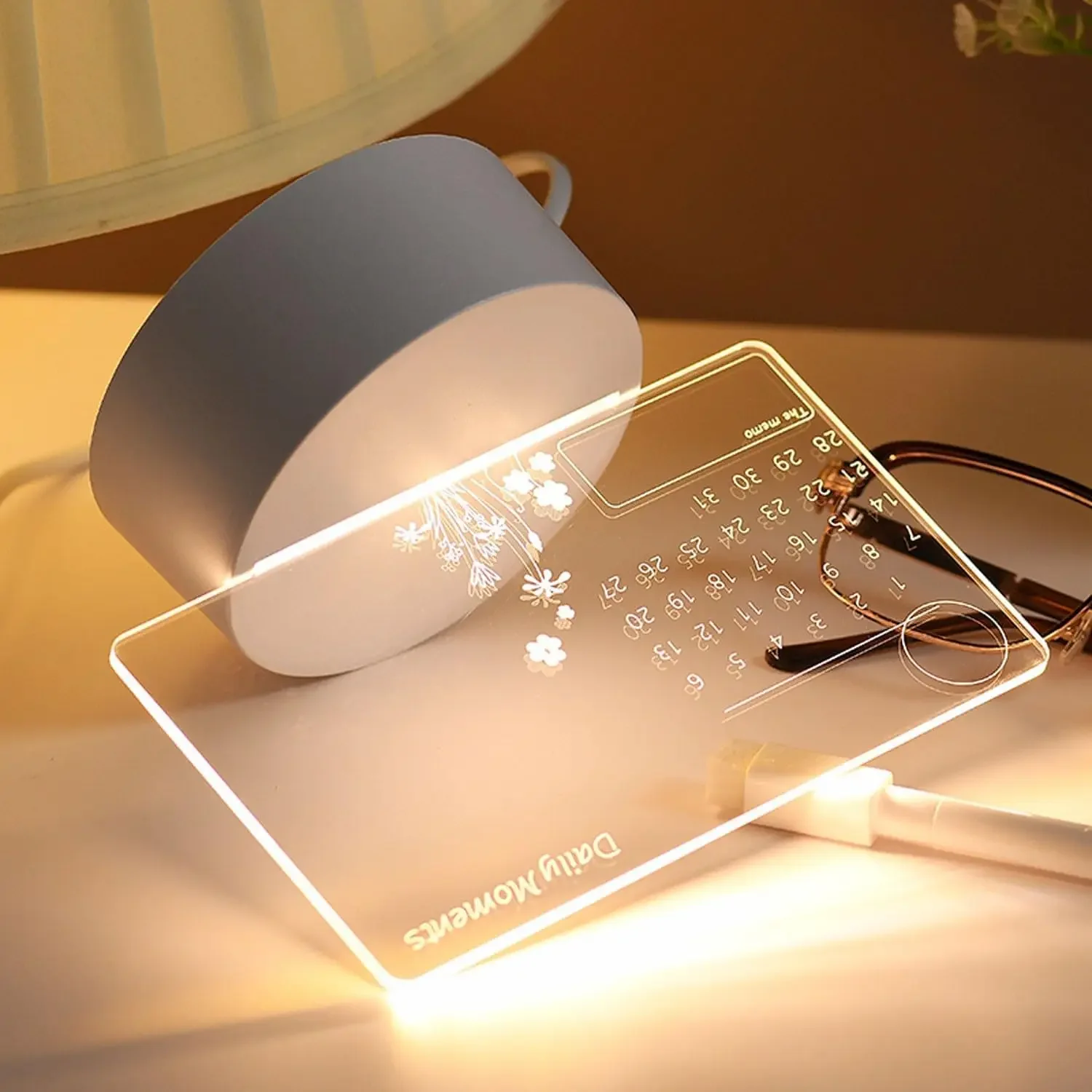 Multi-functional Transparent Acrylic Magnetic Memo Board with LED Light and Pen for Home and Office Gift For Children Girlfriend