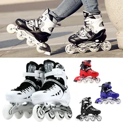 Chaussures de patins à roulettes réglables pour hommes adultes, 4 roues clignotantes, patins à roues alignées professionnels, course de vitesse, Wonmen