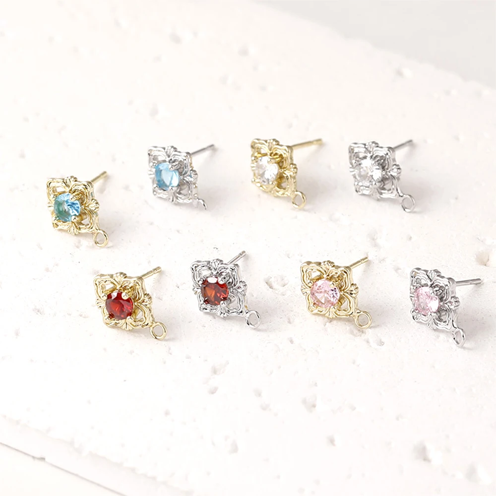 

4 шт., медные серьги с 14-каратным золотом и бриллиантами, серьги с бриллиантами, изготовление ювелирных изделий своими руками, полуфабрикат, аксессуары