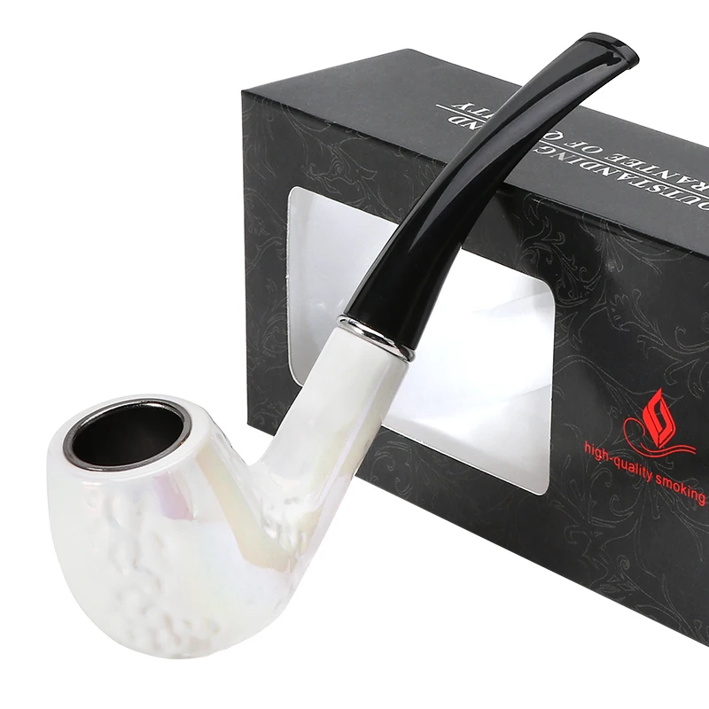 Delicate Resin Wooden Pipe Retro Classic Bent Smoking Chimney Filter Pipe Potable Handheld Cigarette Accessories