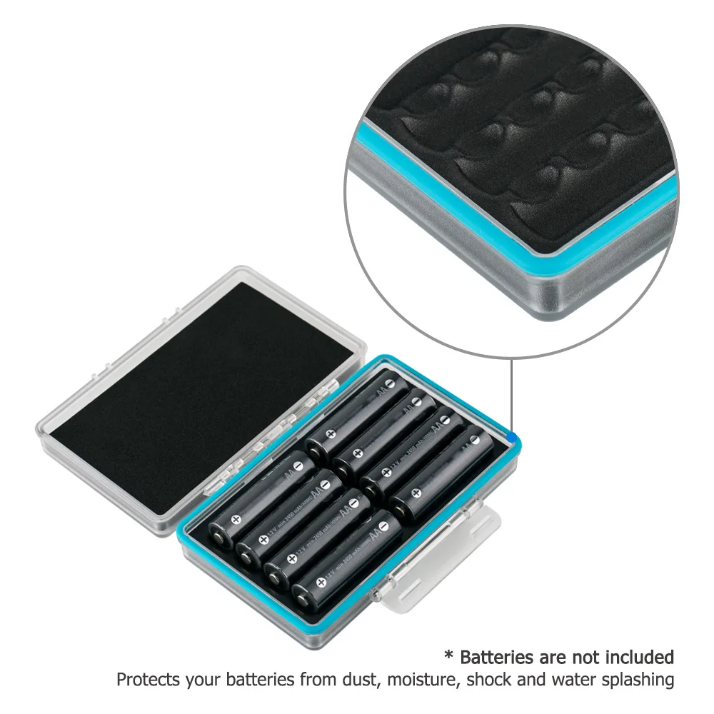 JJC 8 Slots AA/14500 Battery Case Holder Waterproof Storage Box Organizer for AA/14500 Lithium Rechargeable Batteries Container