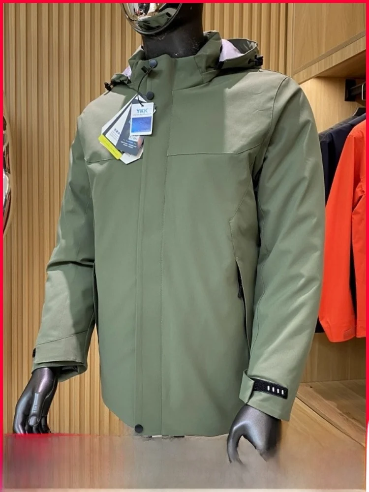 

Men's Outdoor Winter down Jaet Du Feather Warm Hiking Coat Zipper Sle Anti- Wind 3D Design Polyester Fiber Youth Faion