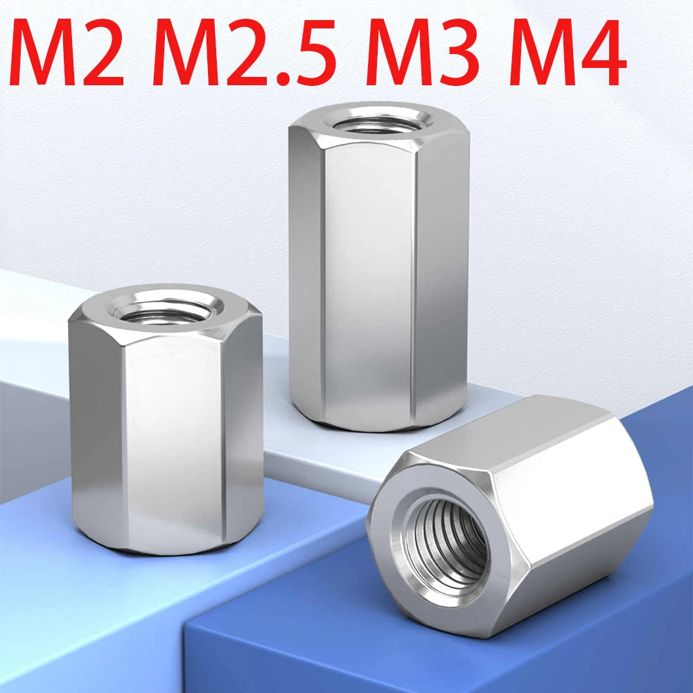 M2 M2.5 M3 M4 Hexagonal Female Thread Extended Nut 304 Stainless Steel Connector Screw Cap PCB Support Spacer