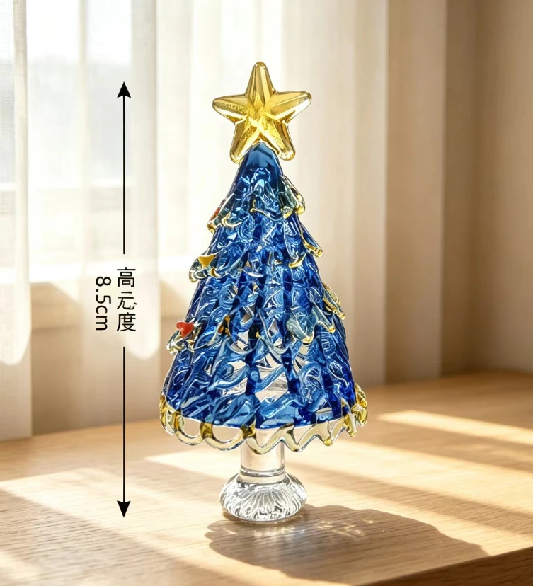 1 handmade glass Christmas tree ornament, glass Christmas tree craft, creative glass Christmas tree design, suitable for living room home decoration, office desk and study room decoration, bedroom ornament, ideal for Christmas gifts and birthday presents