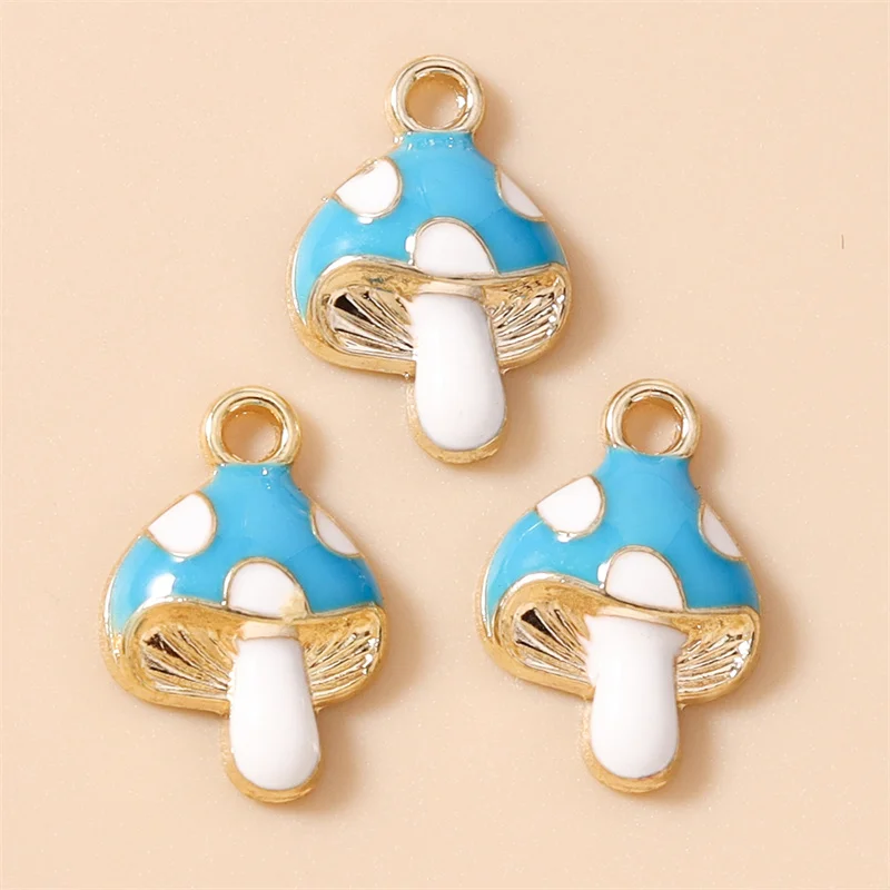 Leslie 10 Stück 11 x 16 mm bunte niedliche Cartoon-Pilz-Anhänger für die Schmuckherstellung, DIY, handgefertigte Ohrringe, Halsketten, Armbänder – Detail 3