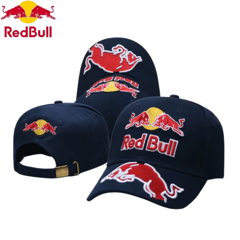 Sombrero de carreras Red Bull, gorra de béisbol Red Bull, sombrero de pico de pato, sombrero de ala curvada bordado, sombrero de equipo de carreras, sombrero para el sol unisex ajustable