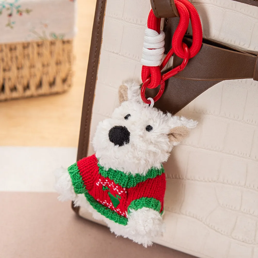 

Stuffed West Highland Bag Pendant Cartoon Animal Anti-lost Plush Puppy Doll Keychain Cute Plush Car Hanging Pendant Girls