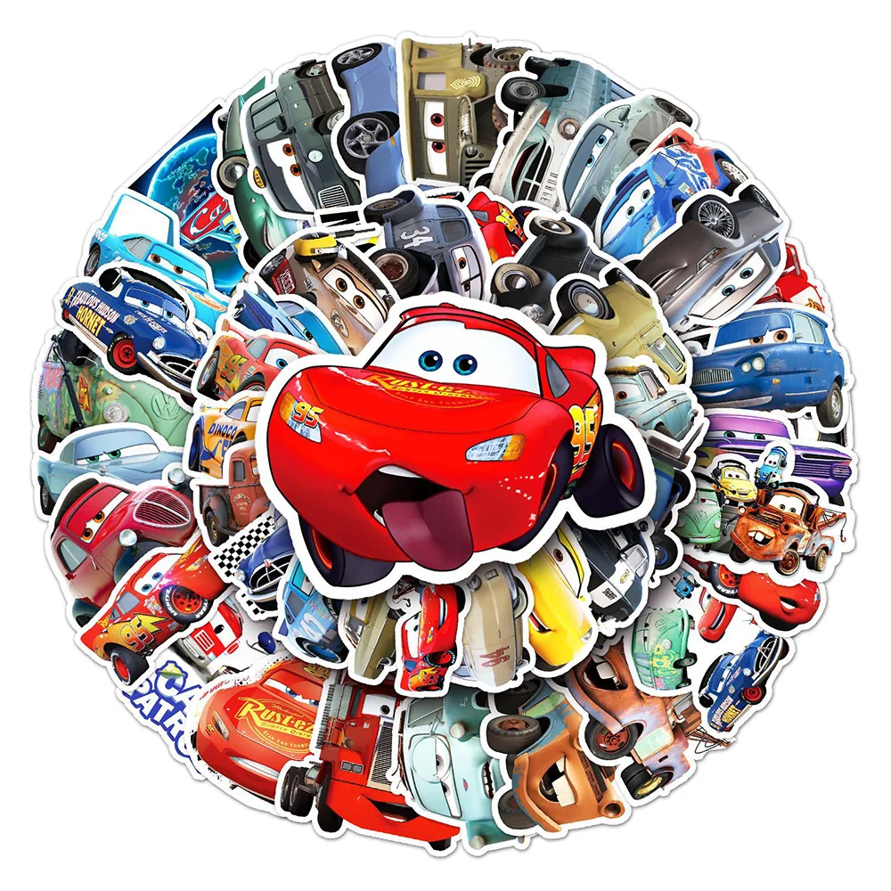 10/30/50pcs Disney Anime Cars Lightning McQueen Stickers Cute Cartoon Kids Decals Toy DIY Phone Water Bottle Skateboard Sticker