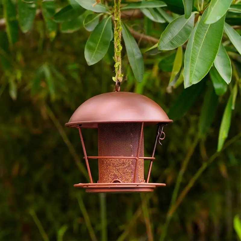 

Squirrel Resistant Bird Feeders Wild Bird Feeder 4 Ports Round Roof Outdoor Decoration For Balcony Garden Backyard Yard Use