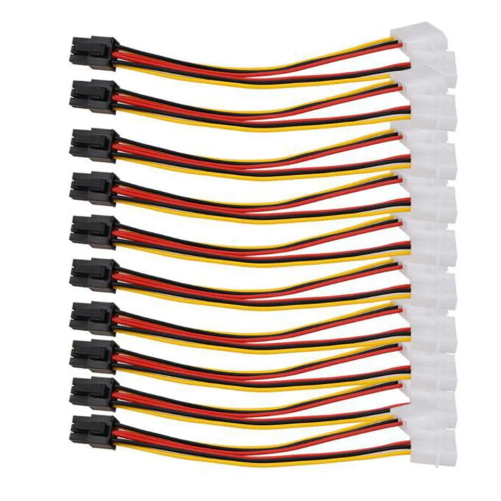 10PCS Molex 4 Pin to PCI-E PCI Express 6 Pin Power Converter Adapter Cable Connector Power Supply Cable