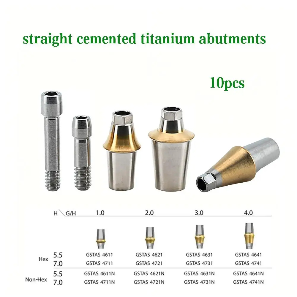 Osstem TS System Compatible Straight Abutment 10 Pcs Dental Lab Implant Consumables Prosthetic Titanium Components