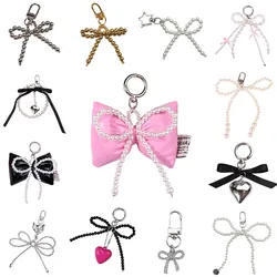 Phone Charm Pendant Bowknot Keychain for Bag Phone Strap Women Girl Cellphone Lanyard Keyring Camera Strap Jewelry