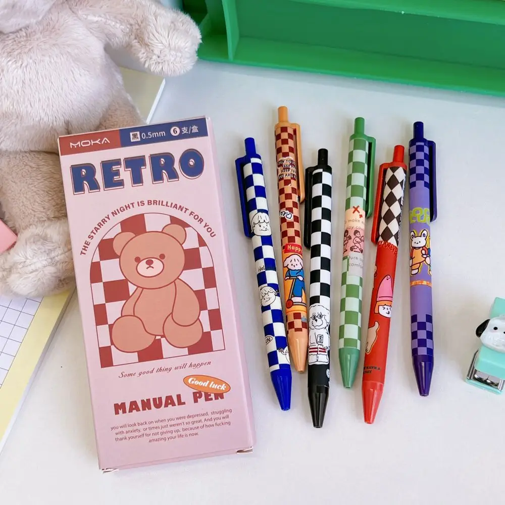 

Kawaii Children Gift Bear Dog Grid Pattern Cartoon Gel Pen Press Signature Pen Neutral Pen Stationery Supplies