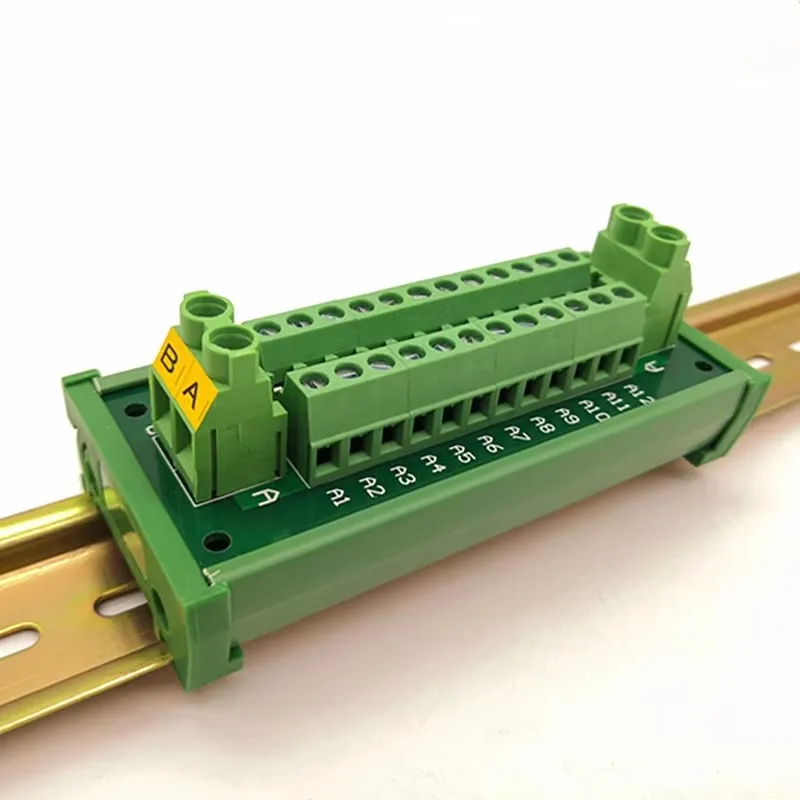 DIN rail installation of 30A/300V 2 * 12 screw terminal distribution module, supporting multiple module connections