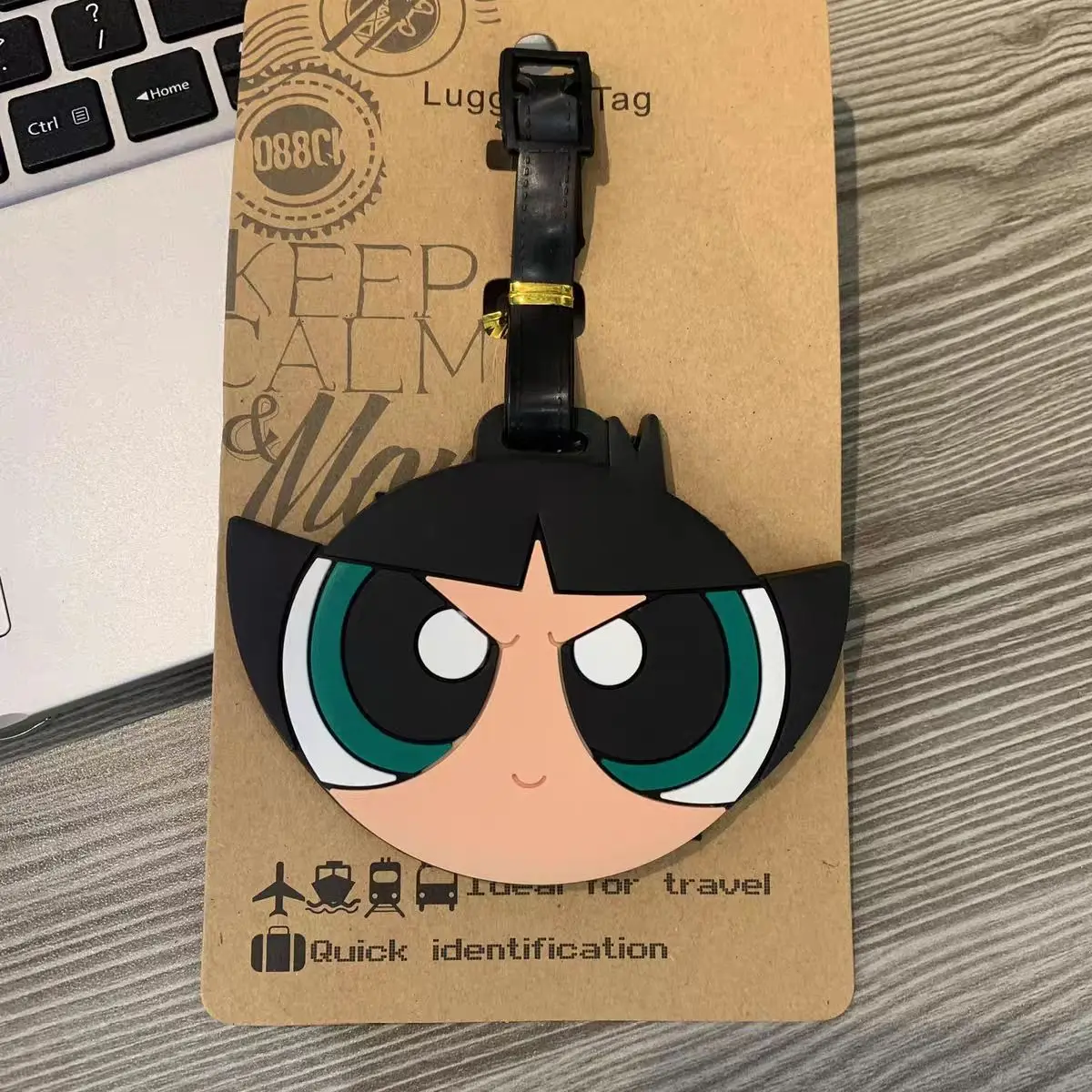 Anime The Powerpuff Girls Bag Pendant Kawaii cartoon Luggage Tag Cute Luggage Pendant DIY Check in Anti Loss Travel Holiday gift view 4