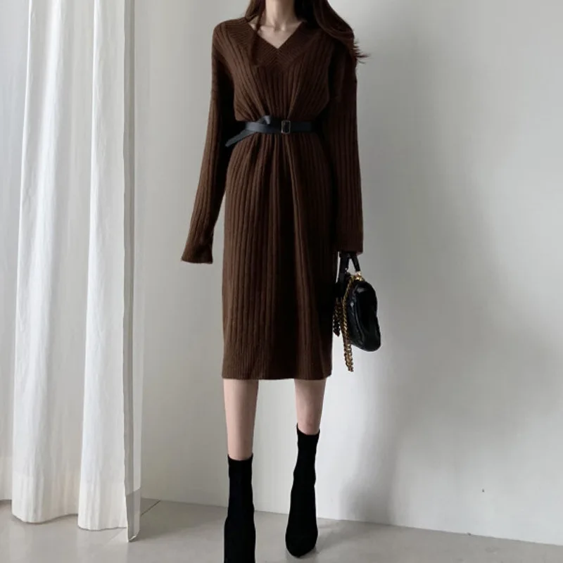 

Knee Length Pullovers Blue Sweaters Jumpers Women Twists Slit Classic Skiing Coquette Mothers Bright Sashes Ruffles Letters Soft