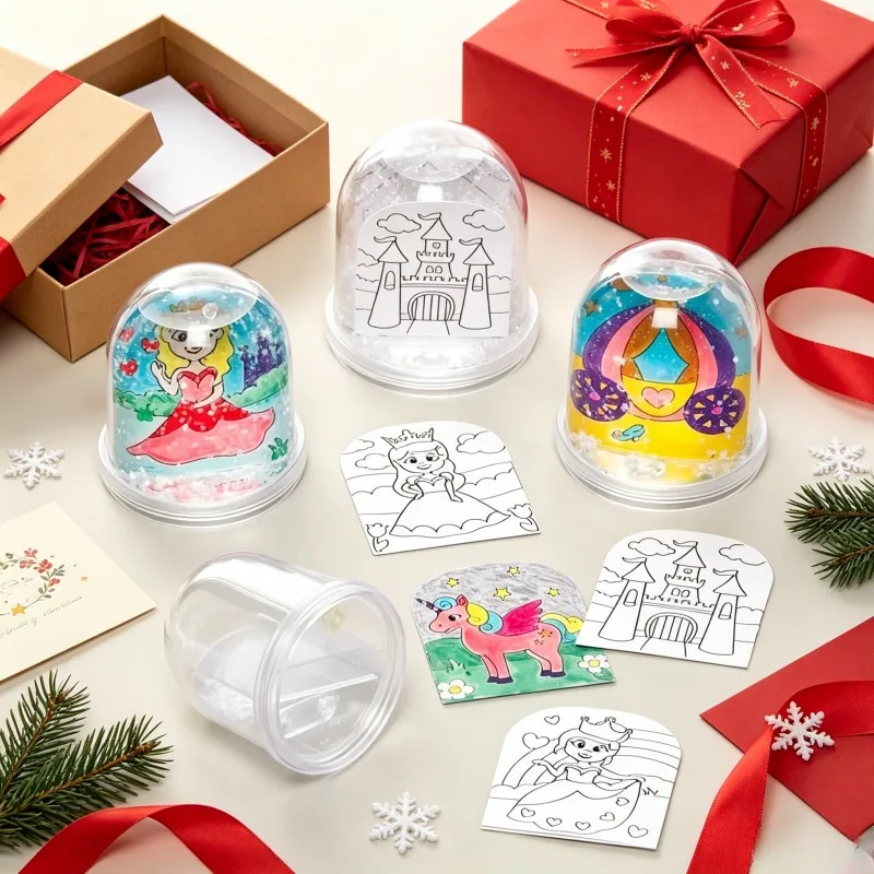 New DIY Christmas Snow Globe Photo Frame Kit Make Your Own Snowman Craft Decorations Easy Assembly Christmas Theme