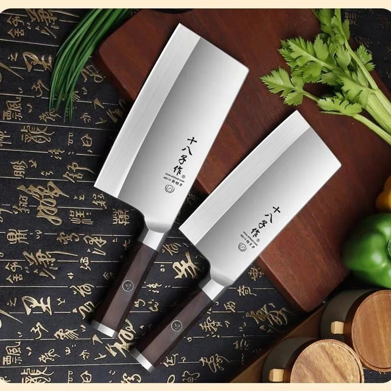 SHIBAZI ZUO Professional Chinese Blade Cleaver Knife Stainless Steel Kitchen Knife Slicing Knife Chef Slice Meat Vegetable Knive