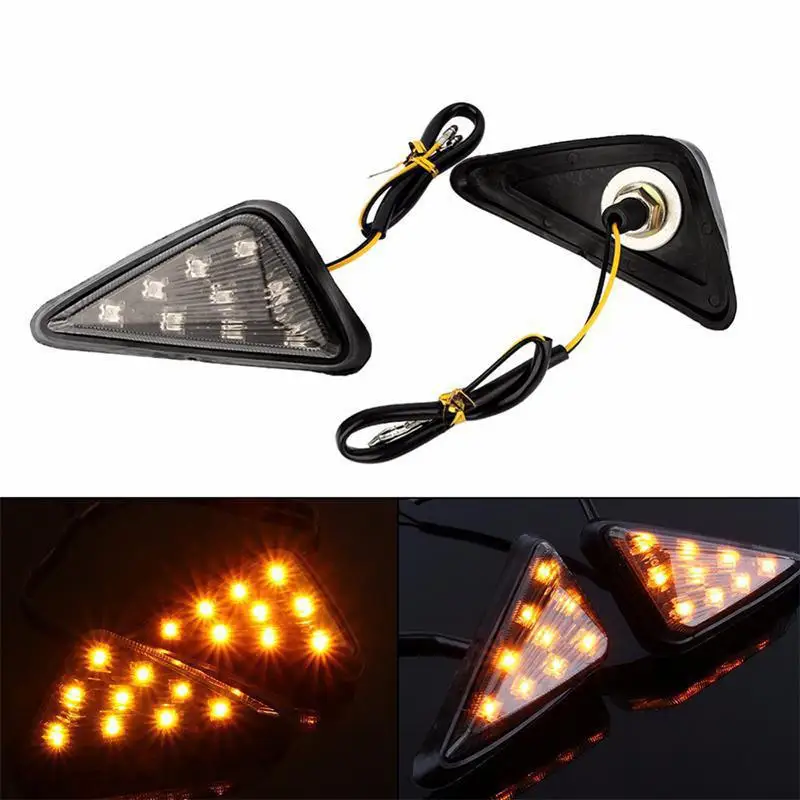 2pcs/set Motorcycle Flasher LED Signal Lights Smoke Triangle Flush Mount Turn Signals Blinker Lighting Motocross Accessories