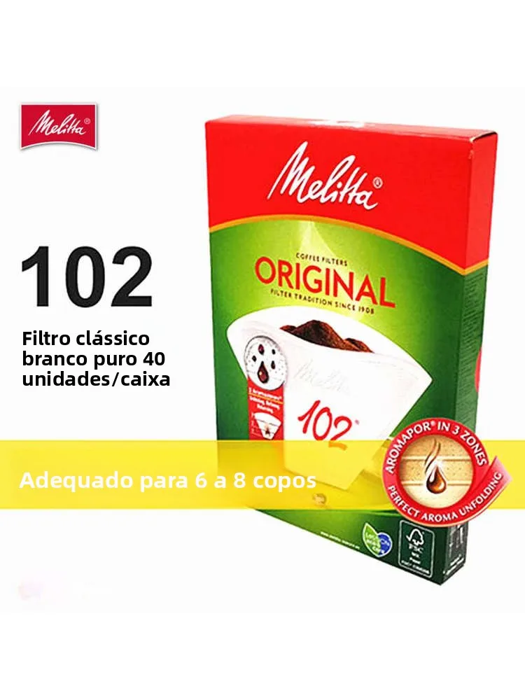 Papel de Filtro para Cé Melitta, Pacote com 40 Peças para 2 Xícaras, Papel de Filtro Doméstico de Alta Qualidade para Prep...