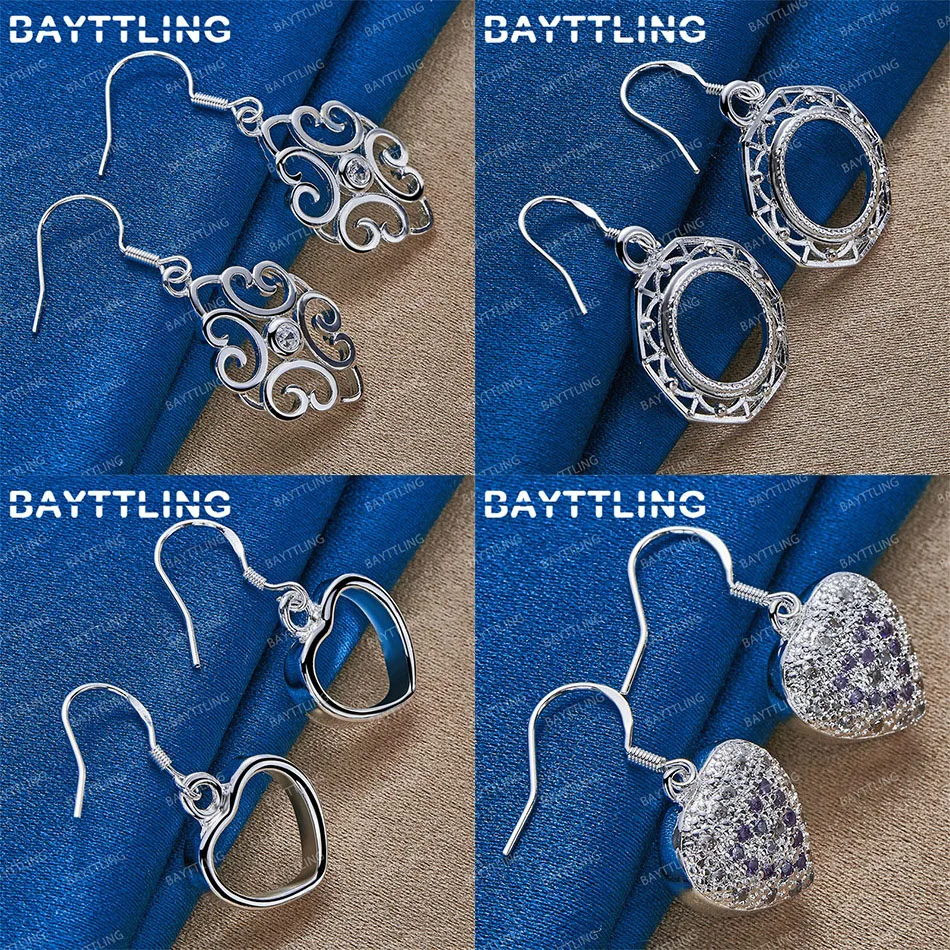 

Charm 925 Sterling Silver Delicate Heart Shaped Zirconia Pendant Earrings Women Accessories Jewelry Wedding Party Gift