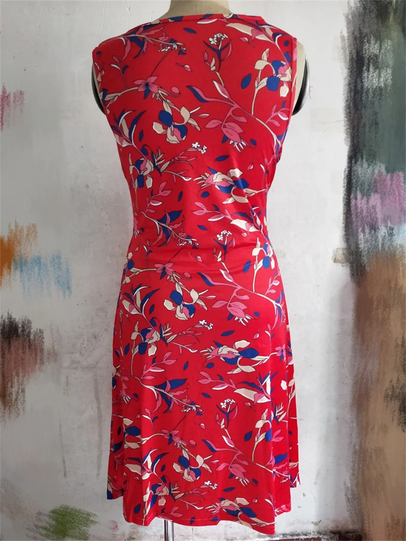 Pregnant Women Dress With Digital Print Sleeveless V-neck Cross Nursing Feeding Baby Summer Maternity Dress Floral Casual Cloth