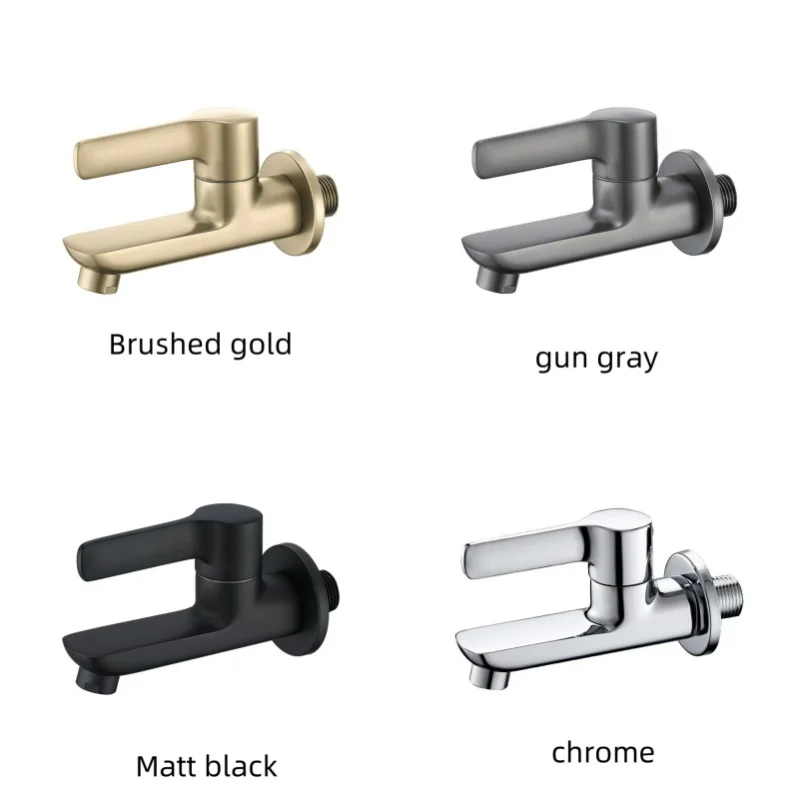 Brushed Gold, Matt Black Wall Mounted Solid Brass Outdoor Faucet Single Cold Water Garden Faucet for Balcony Washbasin Mop Pool