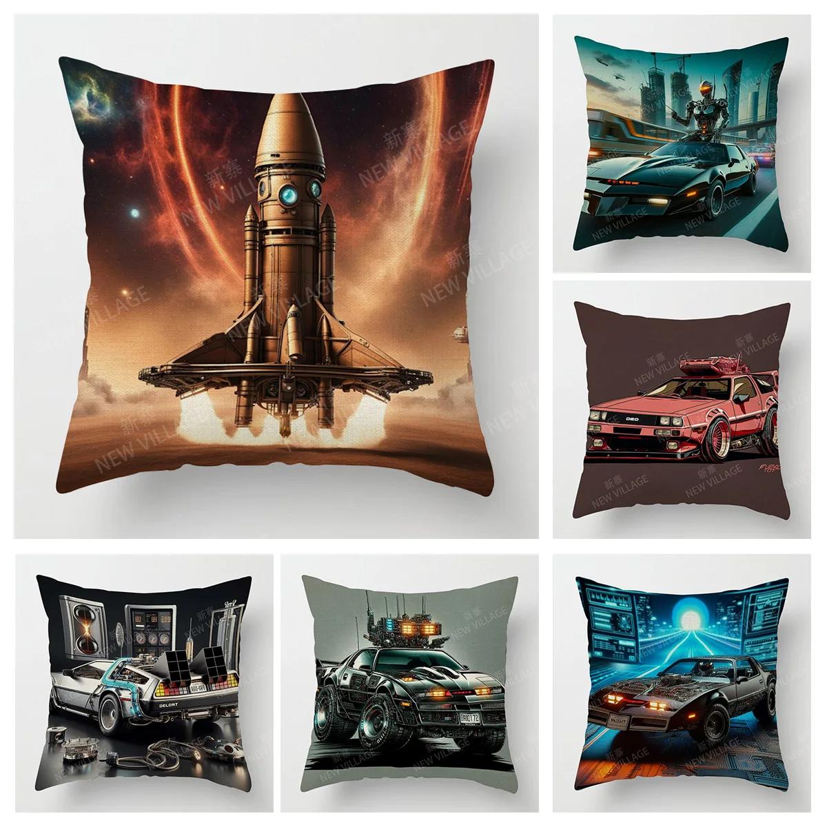 Modern Simple Car Illustration Pillow Cover Bedroom Cafe Decoration Applicable Car Cushion Cover 40x40cm 45x45cm