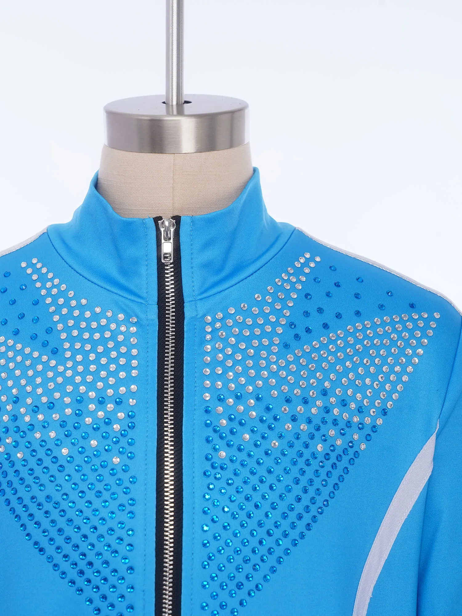 الأطفال الأولاد طويلة الأكمام الشكل التزلج على الجليد التزلج على الجليد زي لامعة الراين جاكيت زيبرا أعلى لأداء الممارسة